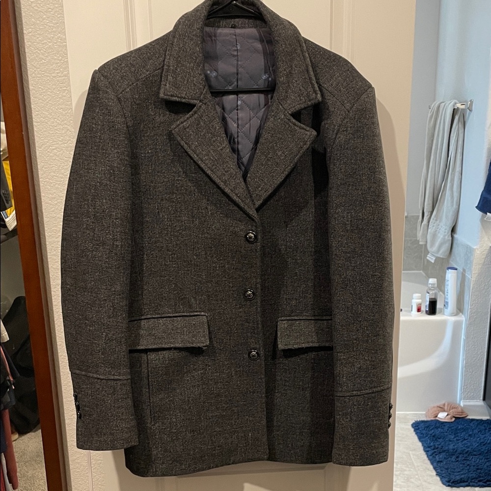 Gray Wool Blazer Coat